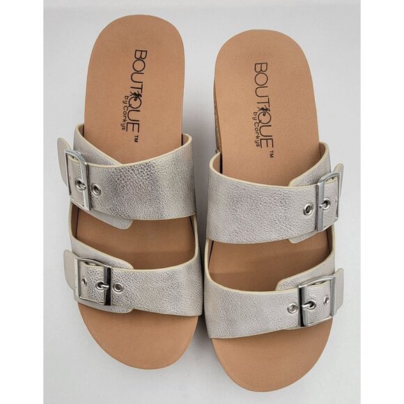 Boutique By Corkys Twinkie Wedge Sandals Gold Metallic Womens Size 8 New in Box - Picture 5 of 7